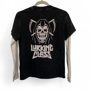 Lurking Class Skull Graphics Layered Long Sleeve Goth Shirt Size Small
